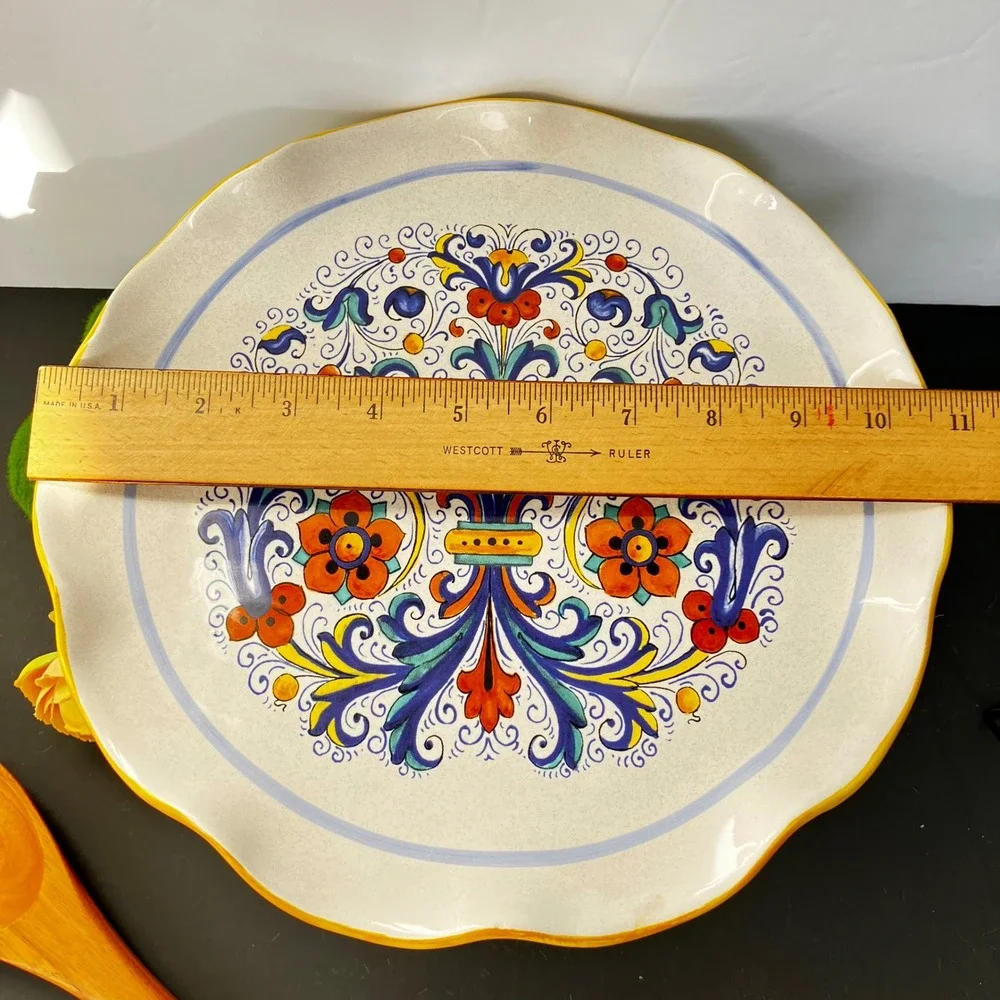 Ceramica Nova Deruta Cake Stand 11in Multicolor Hand Painted Italy Pedestal